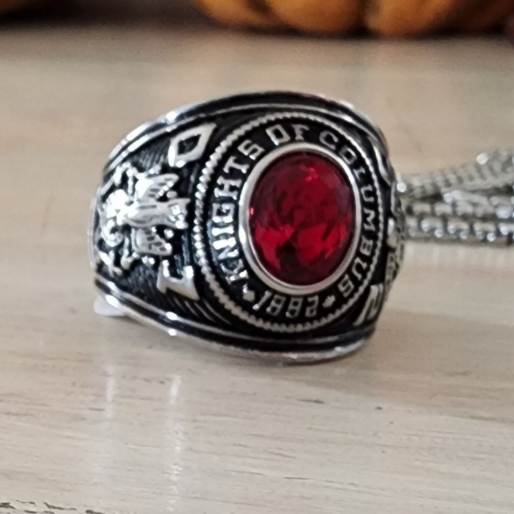 Stainless steel knights of columbus ring Choose Size Green And Blue Available